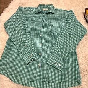 Michael Kors Teal Gingham Long-Sleeve Dress Shirt